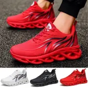 Men's Flame Printed Sneakers Flying Weave Sports Shoes Comfortable Running Shoes