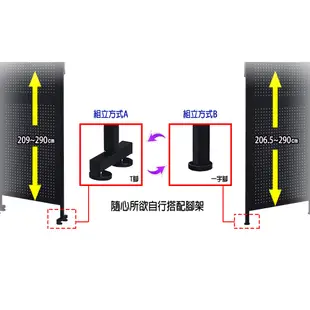 【巴塞隆納】鐵製洞洞板-頂天立地68鐵製洞洞板屏風置物架(可吸磁鐵)(可當防疫隔間屏風)