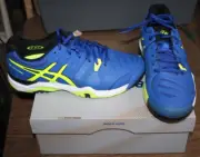 NIB ASICS GEL CHALLENGER 10 MENS SHOES SIZE 8 BLUE/FLASH YELLOW FREE SHIPPING