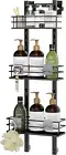Adjustable Hanging over the Shower Door Caddy with Hooks, Bathroom Organizer ...