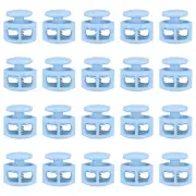 20pcs Cord Lock Double Hole Spring Toggle Stopper for Drawstring, Light Blue