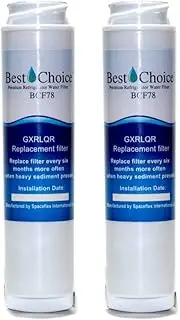 2-Pack GE GXRLQR Compatible by Best Choice Water Filters Certified Refrigerator Replacement Cartridge Fits GXRLQ GX1S50 GXSTQ GXRTDR GXRLOR SmartWater Twist and Lock Inline Filter