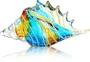 QFkris 10" Blown Glass Conch Shell Figurines Collectible Crystal Glass Art Seashell Sculpture Paperweight for Centerpiece Decoration