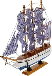 Cabilock Elegant Mediterranean Style Wooden Sailboat Ornament Nautical Home Decor Random Color