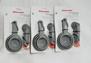3 sets of KitchenAid Measuring Cups Spoons Teaspoon Set Gray 9 Piece Combo set