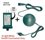 Set Adapter DC 29V 0.9A + Power Cord Foot Switch 1/2in Plug 6Ft 8 LIGHT MODE