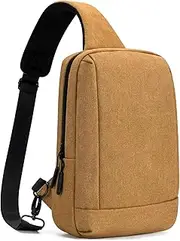 [ecosmile] Messenger Bag Sling Bag Crossbody Shoulder Bag for Men Women Travel Work Satchel Bags, Canvas Brown