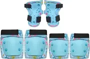 Skating Protective Gear Kids, Kids Wrist Guards Knee Elbow Pads, Youth Protective Gear Set Adjustable Breathable Sports for Skating Cycling Bike Rollerblading Scooter
