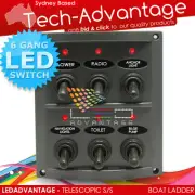 12V BOAT/CARAVAN/YACHT/MARINE 6 GANG TOGGLE SPLASHPROOF LED SWITCH PANEL