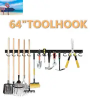 64" Wall Hook Hanger Garden Tool Storage Rack Secure Holder Organize Metal Hook
