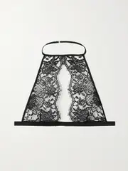 [COCO DE MER] COCO DE MER - Hera Cutout Satin-trimmed Leavers Lace Soft-cup Bra - Black - small small Black