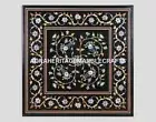 Square Black Marble Side Table Countertop Precious Stone Handmade Arts Furniture