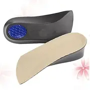HAMPPLIES 1pair Height Increase Insoles Invisible for Men Women Pu Arch Support Inserts Non- Breathable Design for Sneakers Boots Casual Shoes Black Bottom Beige