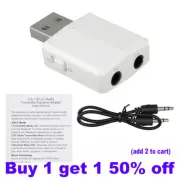 White 3 in 1 USB Bluetooth 5.0 Audio Transmitter/Receiver Adapter For TV PC CAR