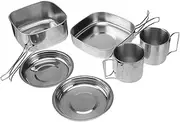 Mikinona Detachable Handle Picnic Ware Stainless Steel Camping Cookware Set Barbecue Pot Dinnerware Sets Hiking Picnic Bowl Portable Dinnerware for Outdoor