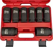 Neiko 02460A 3/4" Drive Deep Impact Socket Set, 8 Piece Jumbo Assortment | Metric Sizes (26 to 38 mm) | Chrome Vanadium Steel