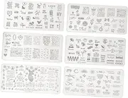 Healeved 6pcs Nail Transfer Template French Tip Stamper Circle Stamping Stamp Kit Art Stencils Christmas Nail Decals Stamp Nail Plates Day Nail Stamps for Nail Art Silver Stainless Steel