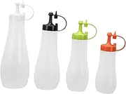 STOBAZA 4Pcs Sauce Containers Food Grade Squeeze Bottles for Salad Jam and Condiments Leak Design Easy to Clean Portable and Lightweight for Food Storage