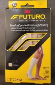 3M Futuro Open Toe, Open Heal, Knee High Compression Stockings, Size Large NEW