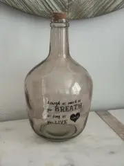 Brown Glass Vase/Bottle w/Cork & Inspirational Quote