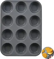 Ezranova 1PCS Silicone Muffin Moulds 12 Cup, Muffin Trays,Non-Stick Muffin Cupcake Tin for Muffins or Cupcakes, Bakeware 33 x 25 x 3 cm (Grey)