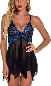 [UIVHLW] Stretch Chemise Lace V-Neck Sleeveless Strap Night Dress See Through Mesh Nightie