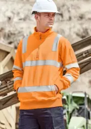 Syzmik Unisex Hi Vis Vic Rail 1/4 Zip Pullover Bio Motion Ribbed Cuff & Waist