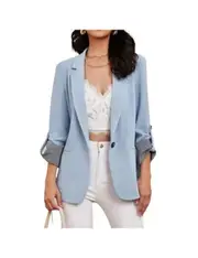 Joint Folding Sleeves Blazer - Sky Blue