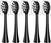 Replacement Toothbrush Heads Compatible with Gleem Electric Toothbrush, W Shape Design Planted with Nylon Bristle (Black)