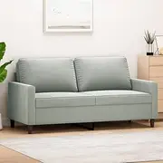 Generic 2-Seater Sofa Light Grey 140 cm Velvet,Furniture,Sofas