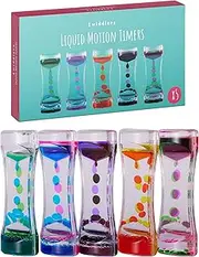 THE TWIDDLERS - 5 Liquid Motion Timers Sensory Timer Hourglasses - 14cm, 5 Colours - Kids Water Bubble Lava Lamp Calming Sensory Toys for Autism, Stress Relief, Relaxation, ADHD