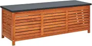 Garden Storage Box 150x50x55 cm Solid Eucalyptus Wood Outdoor Patio Bench Waterproof Shed, Deck Furniture Storage Chest, Weather-Resistant Box