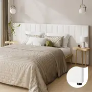 Oikiture Bed Frame Headboard Double Queen King Size Head Bedhead White Boucle