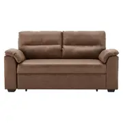 Sarantino 2 Seater Sofa Bed Lounge Futon Couch Modular Furniture Home Faux Velvet Fabric Brown