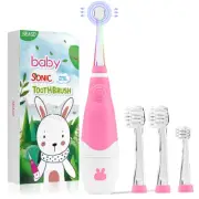 Kids Electric Toothbrush LED Observing Light IPX7 Waterproof Sonic Brush with Re