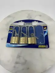 Brinks Solid Brass Padlock, 40mm Body with 2-1/2 inch Shackle, 3 Pack Keyed-Alik
