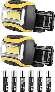 LED Head Lamps for Adults, 4 Modes Bright and Lightweight Battery Powered Headlights for Camping Accessories,Running,Hiking,Fishing and Hunting (2 Pack,Batteries Included)