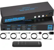 HDMI KVM Switch 2 Monitors 3 Computers EDID Simulation 4K@60Hz 3 Ports KVM
