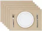 Burlap Linen Placemats Set of 6 Heat Resistant Dining Table Cloth Place Mats Was