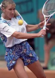 Steffi Graf of Germany at the French Open Tennis Championships at - Old Photo 4