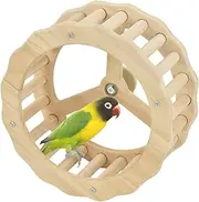 ShuRung Bird Rotating Perch Toy Natural Wooden Running Wheel Parrot Toys for Cockatiels, Budgies, Conures, Parrots Stand Cage Accessories for Chewing and Exercise