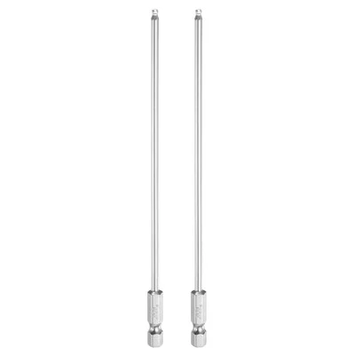 2pcs Ball End Hex Screwdriver Bit H2.5 Head 1/4" Hex Shank 6" Long Magnetic
