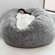 Home Sponge Bed Bean Bag Chair Cover Slipcover Double Bedroom Balcony Large Couch Round Soft Fluffy Cover No Fillings Only Cover