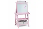 Costway Kids Double-Sided Painting Easel Wooden Standing Drawing Board Pink