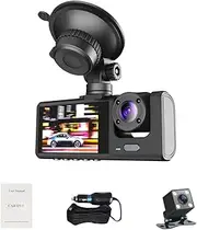 SaZaK 1080P DVR Dash Camera Front&Inside&Rear Camera Driving Recorder 2 Inch Screen Dashcam Support Loop Recording One-Key Lock