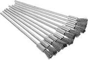 NOLITOY 10pcs Extended Handle Wire Brush Steel Brush Wire Scrubber Stainless Steel Silver