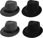 [Perfeclan] 2x Men's Manhattan Structured Gangster Trilby Wool Felt Fedora Hat
