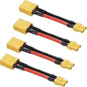ZHOFONET XT60 Male to XT30 Female Plug Connector,XT60-XT30 Extension Cable,RC Battery Adapter with 5cm 14AWG Silicone Wire for LiPo Battery Micro FPV Drone(4pcs)