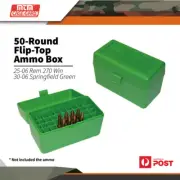 Mtm 50-round Flip-top Ammo Box - 25-06 Rem 270 Win 30-06 Springfield Green
