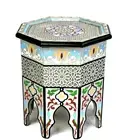 Moroccan Side Table Silver Accent End Corner Piece Painted Handmade Authentic